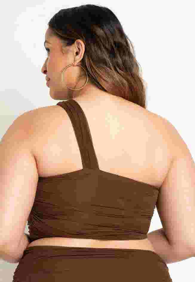 One Shoulder Ruched Tankini Top image number 2