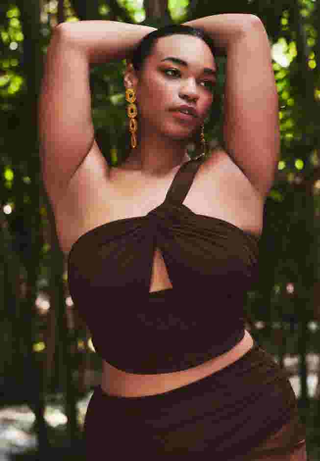 One Shoulder Ruched Tankini Top image number 0