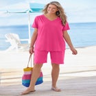 Short-Sleeve V-Neck Shirred Tee image number null