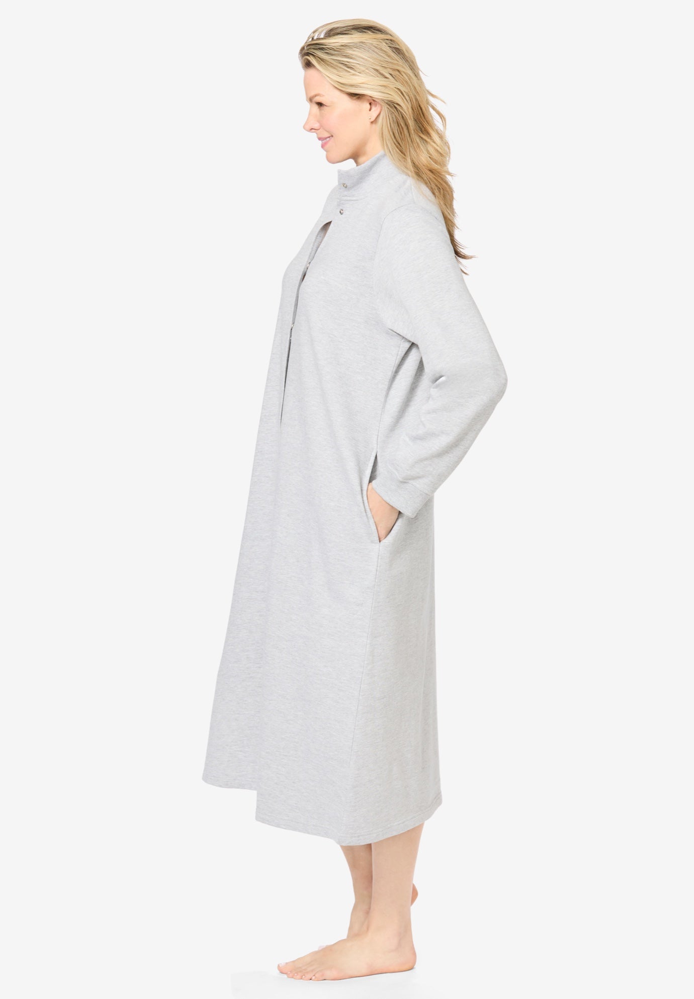 Only Necessities® Fleece Snap-Front Robe image number 2