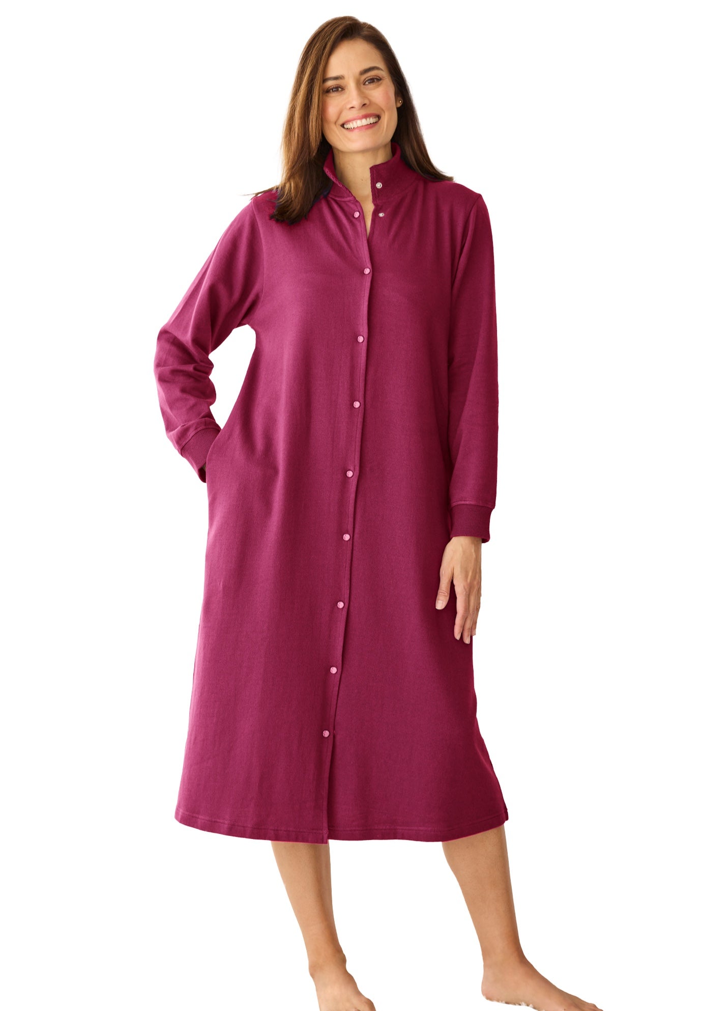 Only Necessities&reg; Fleece Snap-Front Robe image number 0