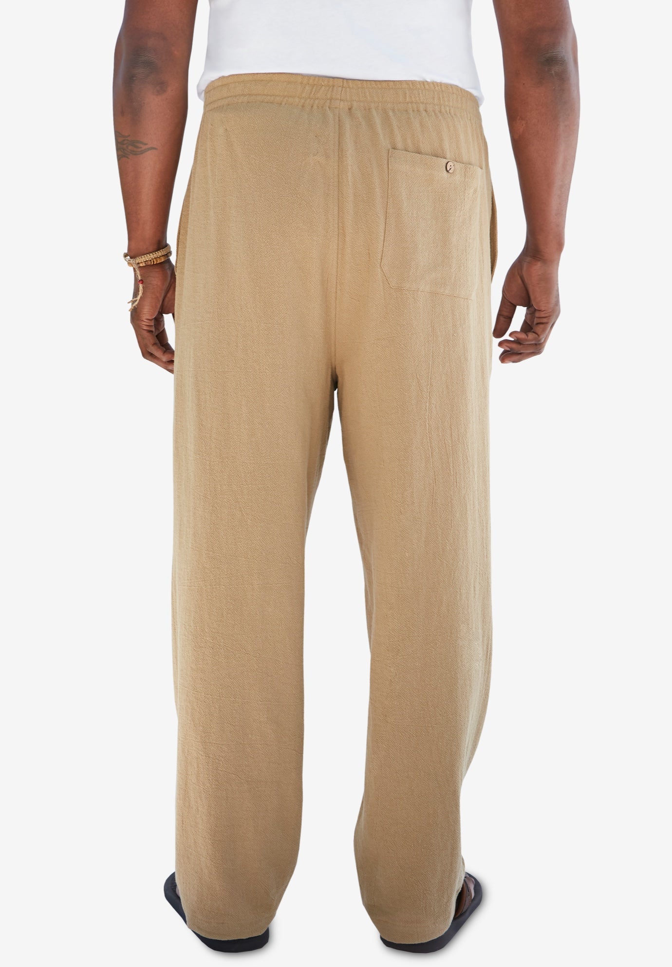 Elastic Waist Gauze Cotton Pants image number 1