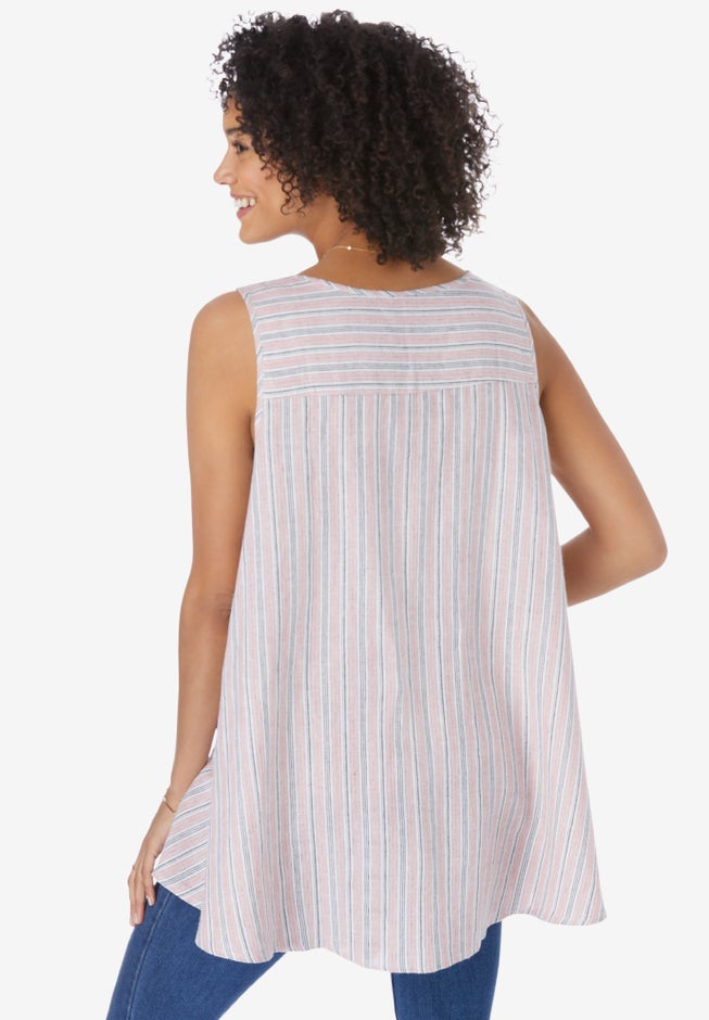 Button-Front Linen Tank image number null