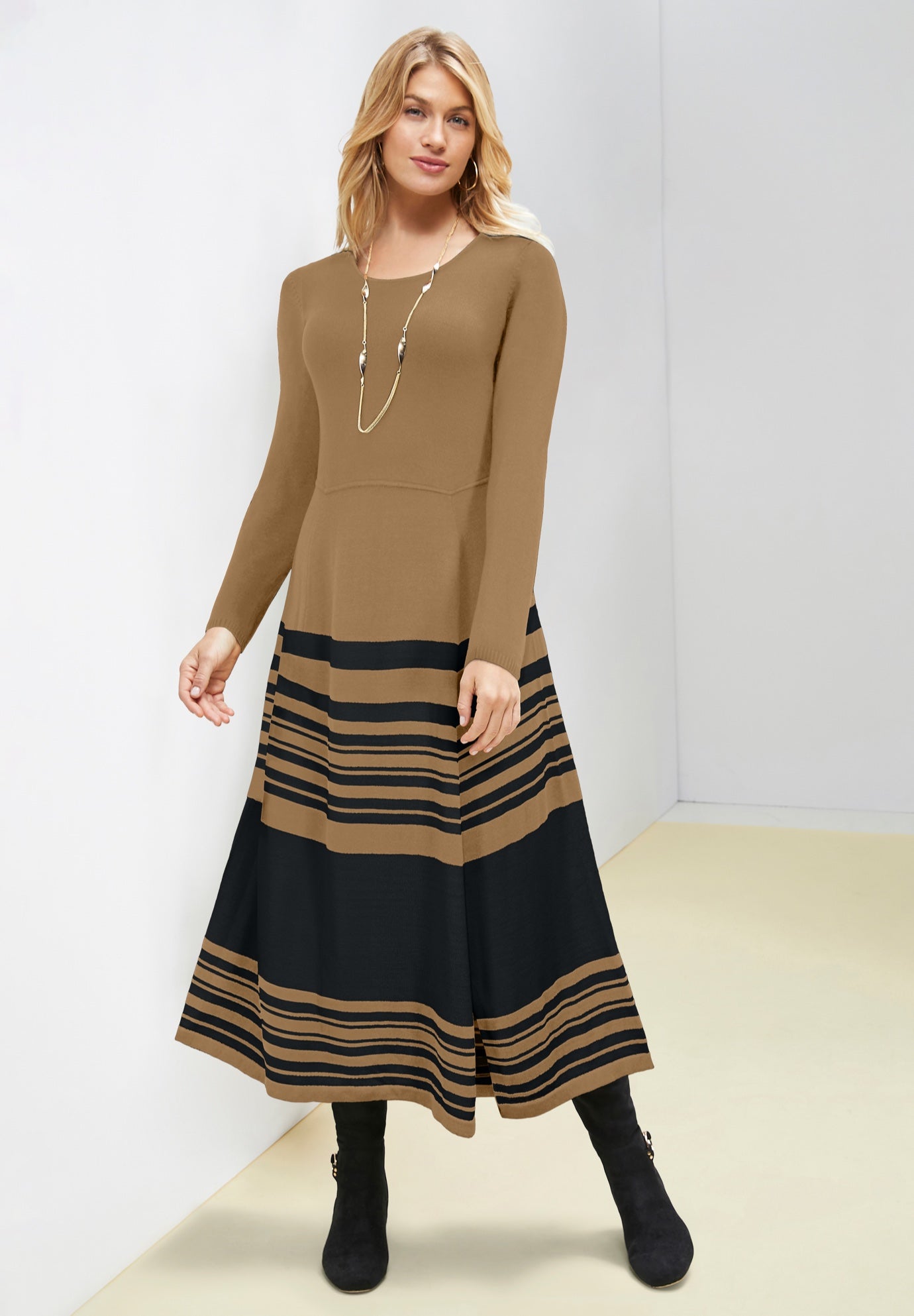 Fit and Flare Sweater Dress image number 0