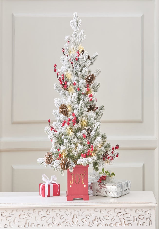 30" Pre-Lit Joy Flocked Berry Tree image number 0