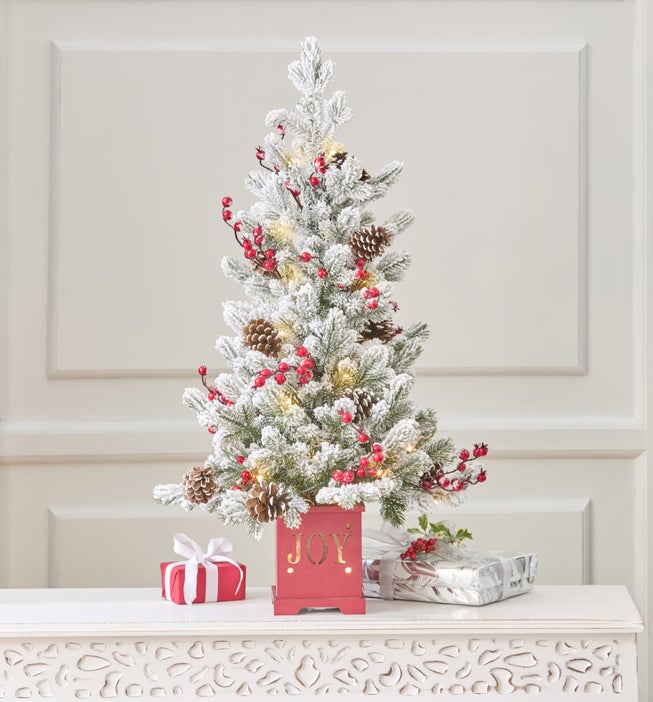30" Pre-Lit Joy Flocked Berry Tree image number 0