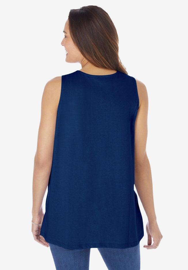 Embroidered Crewneck Tank image number null