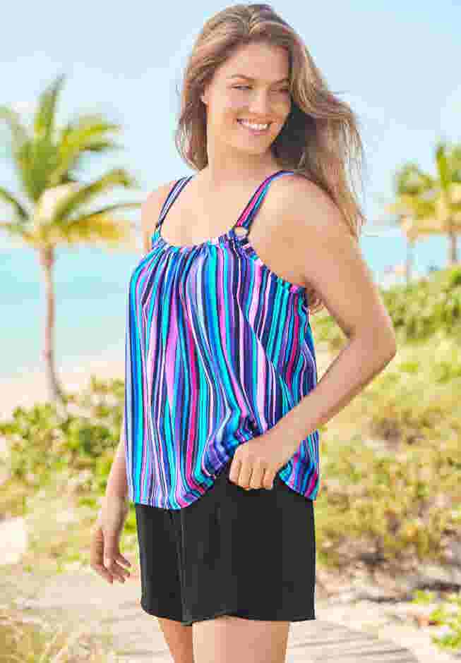 Tank Overlay Swim Romper image number 2