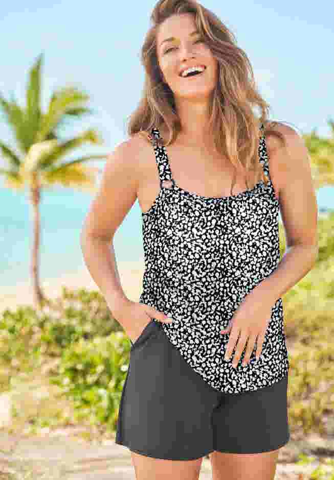 Tank Overlay Swim Romper image number 0