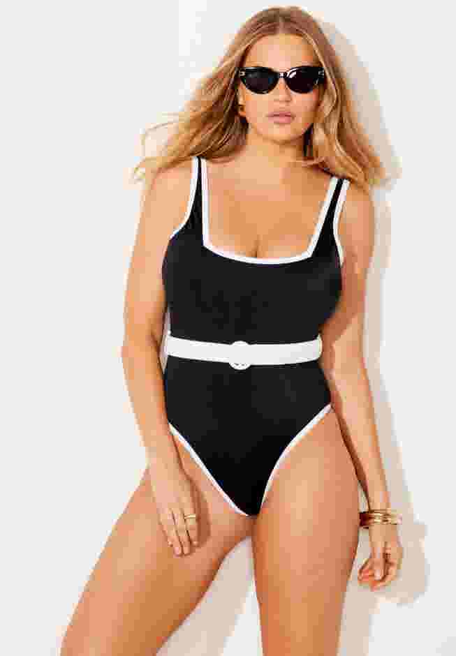 Belted One Piece Swimsuit image number 3