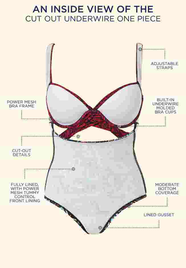 Cut Out Underwire One Piece Swimsuit image number 3