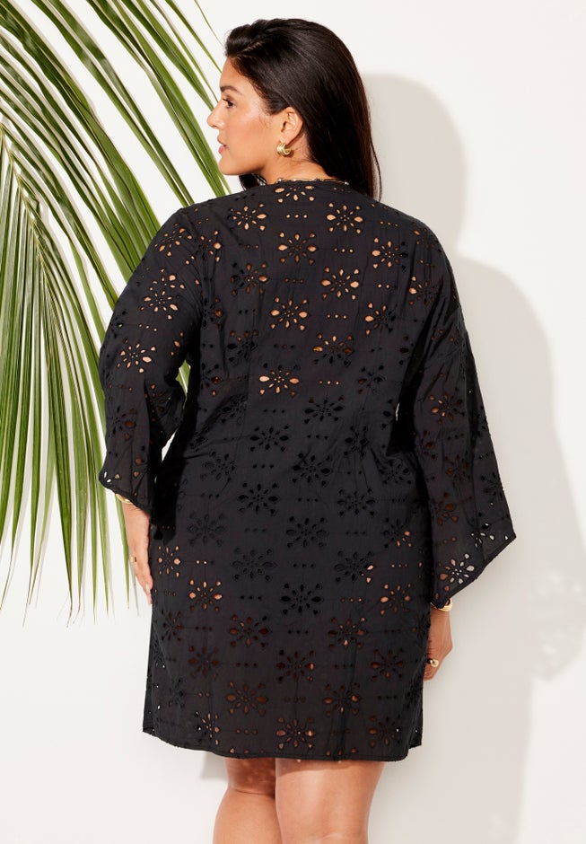 Open Front Eyelet Tunic Cover Up image number 1