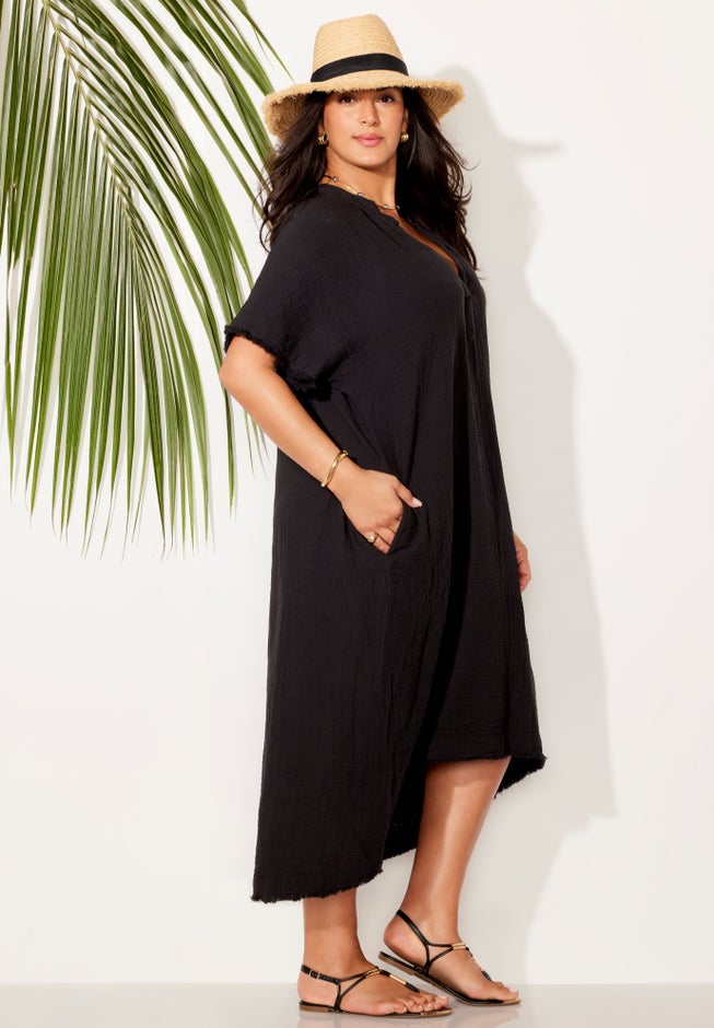 Gauze High-Low Sun Dress Cover Up image number 2