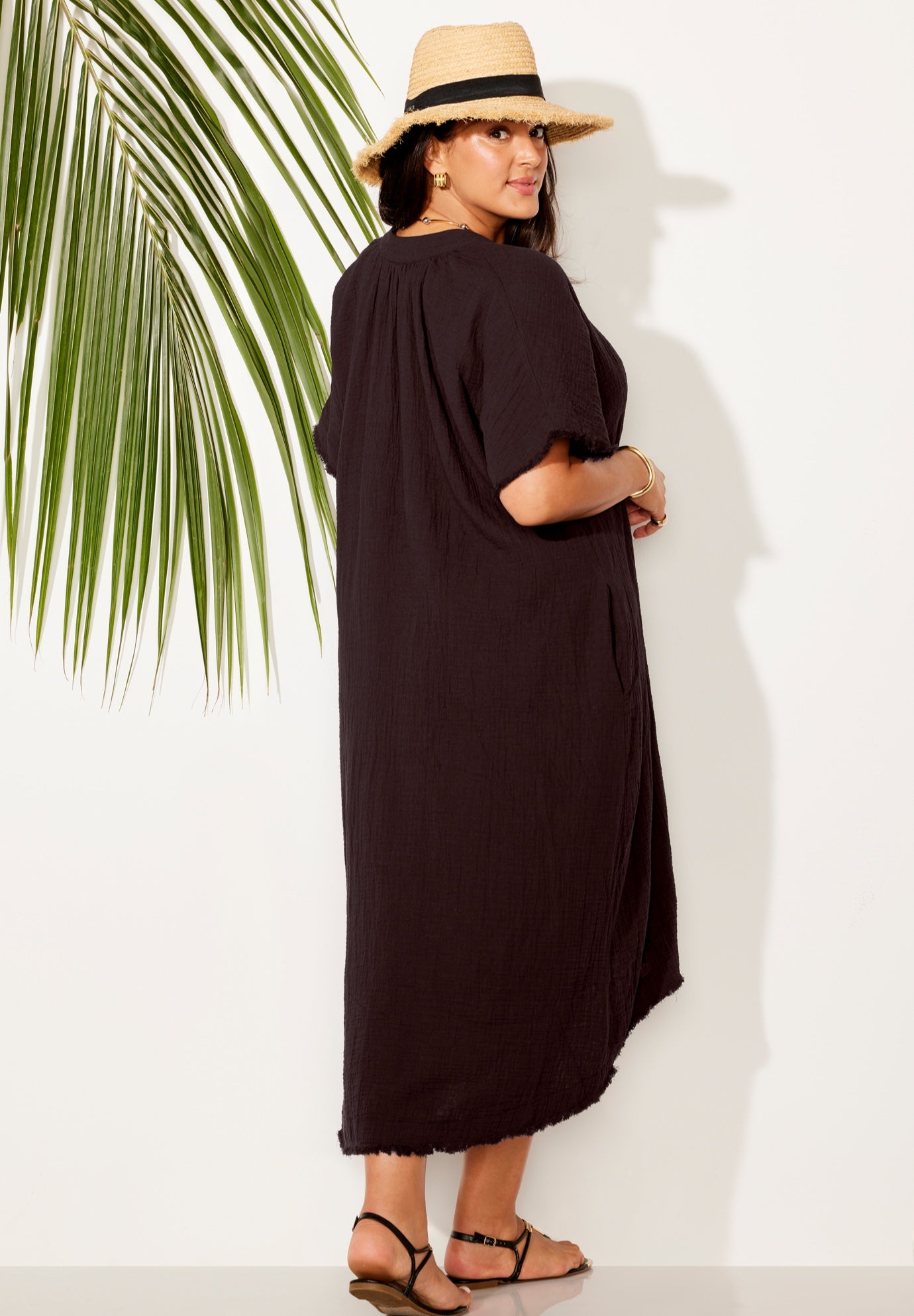 Cotton Gauze High-Low Sun Dress Cover Up image number 1