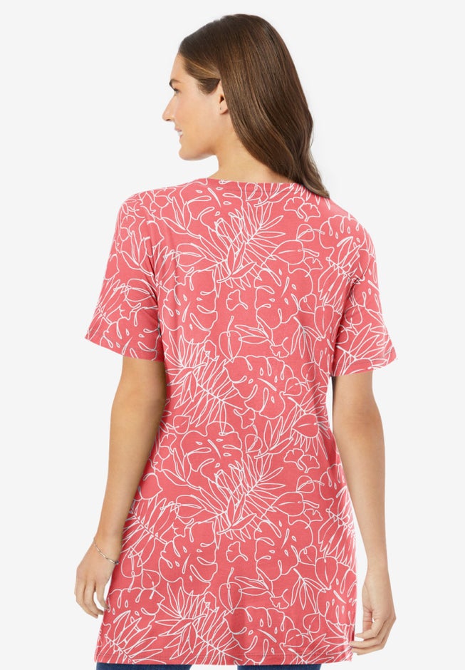 Perfect Printed Short-Sleeve V-Neck Tunic image number 1
