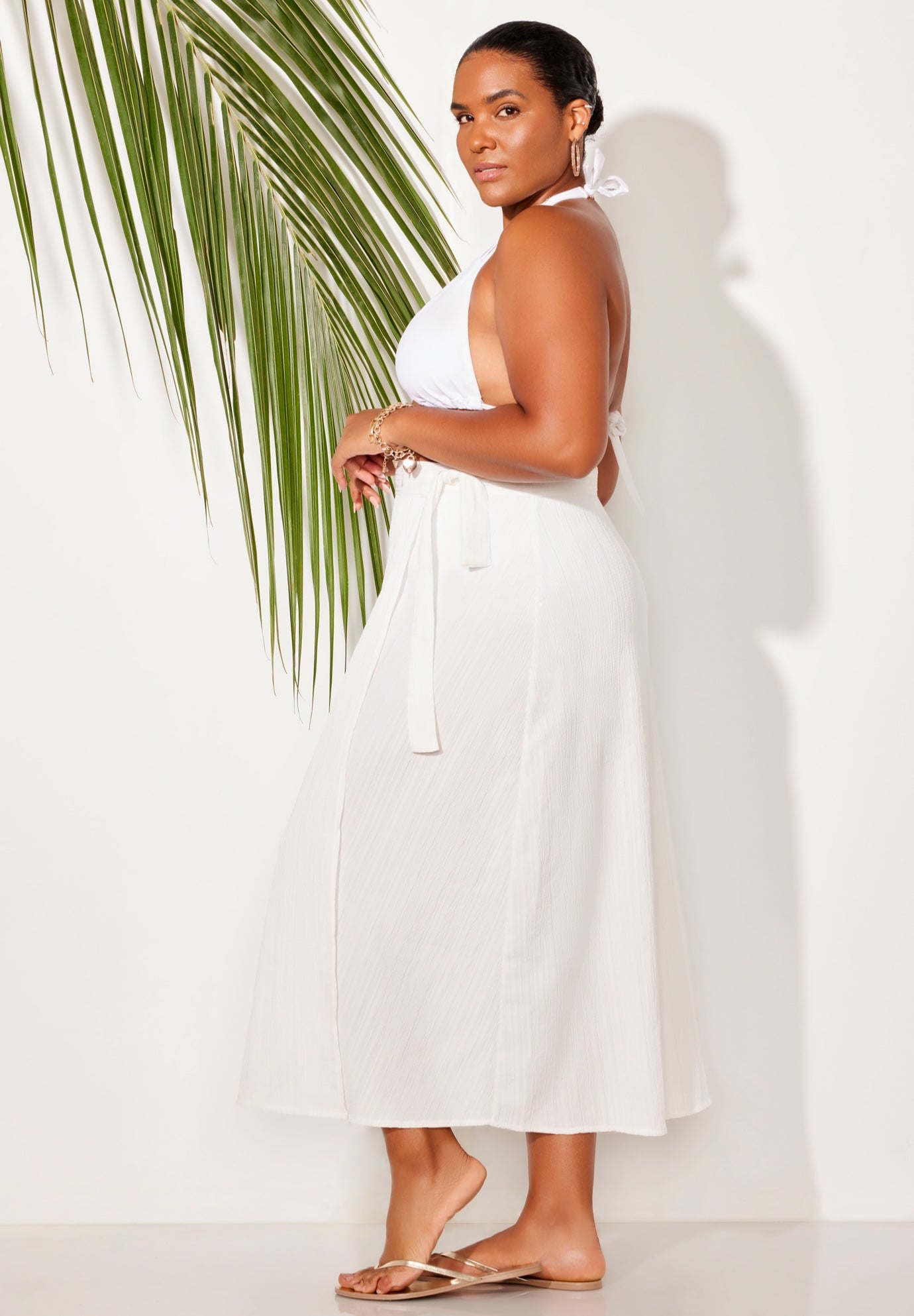 Crinkle Pleat Wrap Skirt Cover Up image number 2