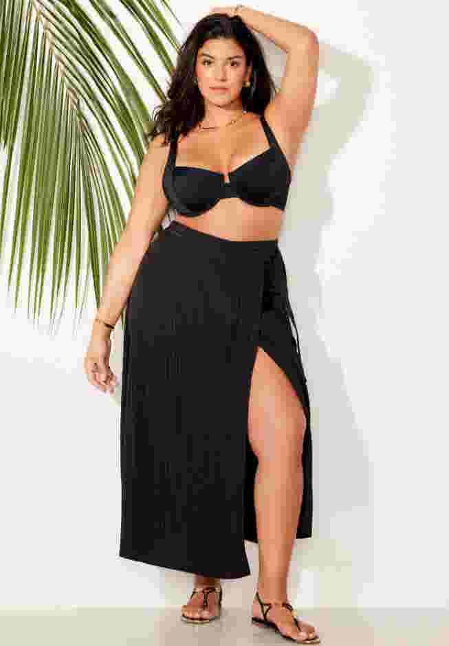 Crinkle Pleat Wrap Skirt Cover Up image number 0