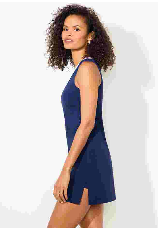 Chlorine Resistant V-Neck Two-Piece Swimdress image number 2