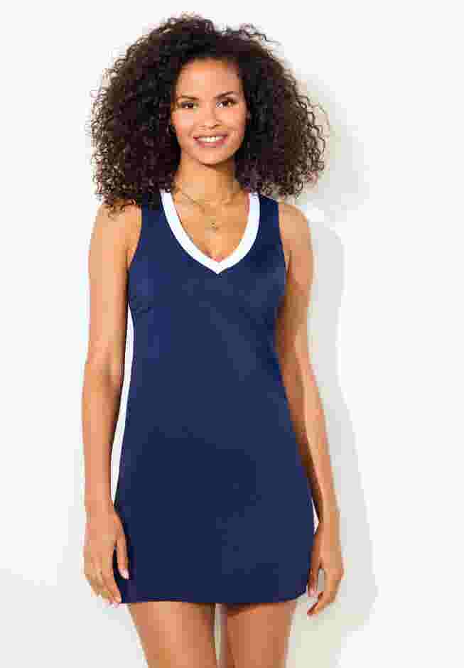 Chlorine Resistant V-Neck Two-Piece Swimdress image number 0