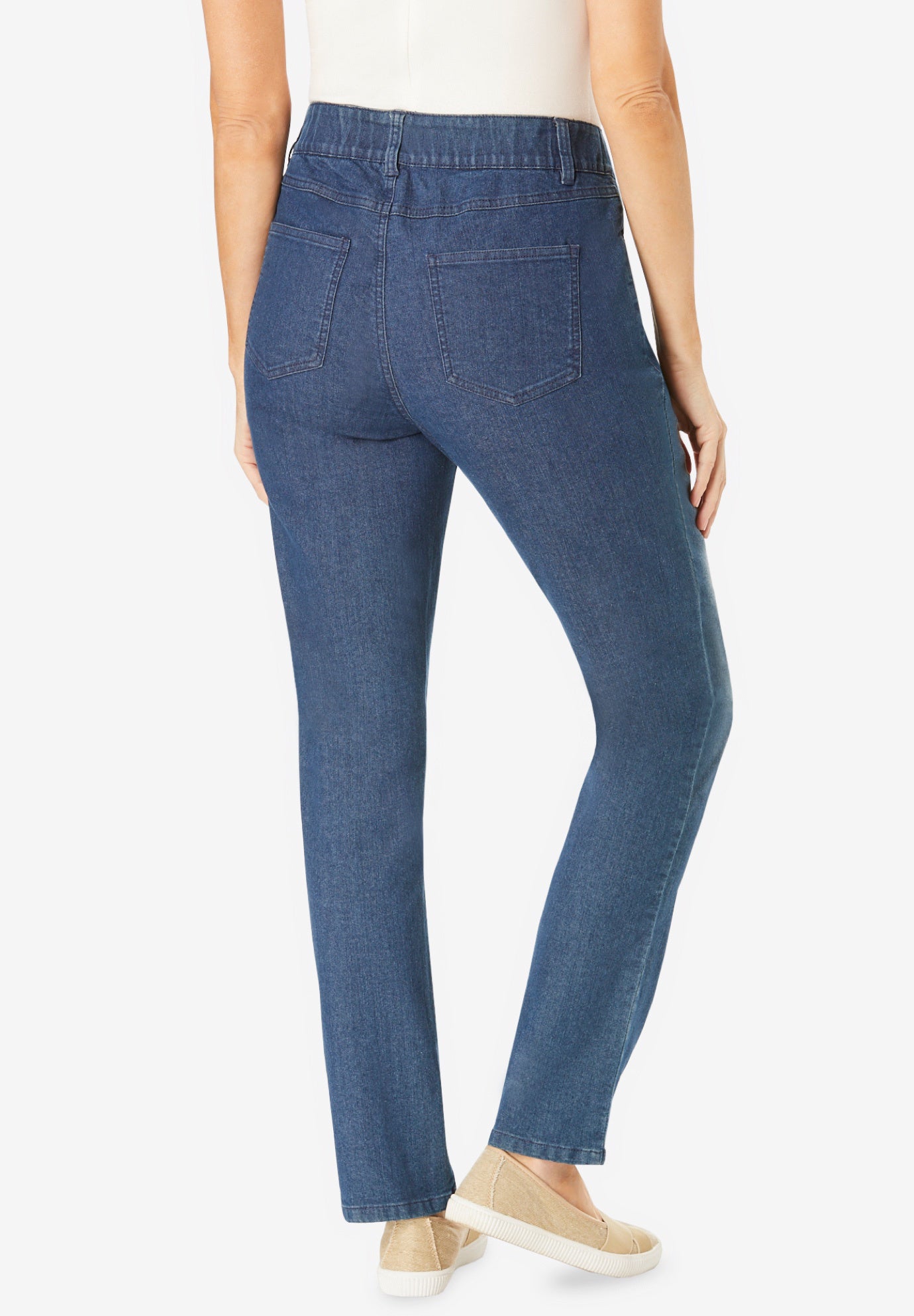 Stretch Built-in Slimming Panel Straight Leg Jeans image number 2