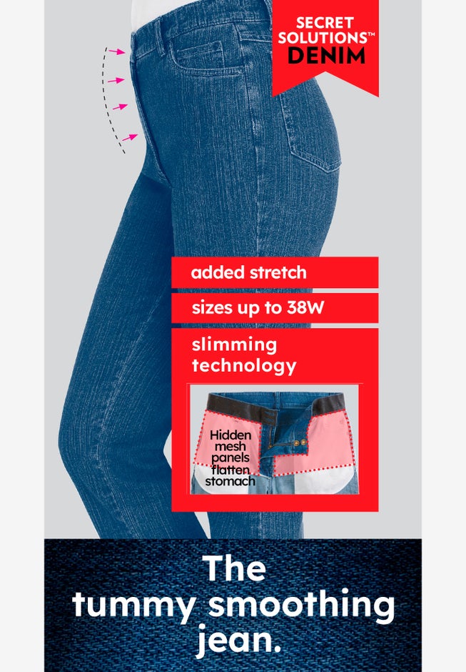 Stretch Built-in Slimming Panel Straight Leg Jeans image number 3