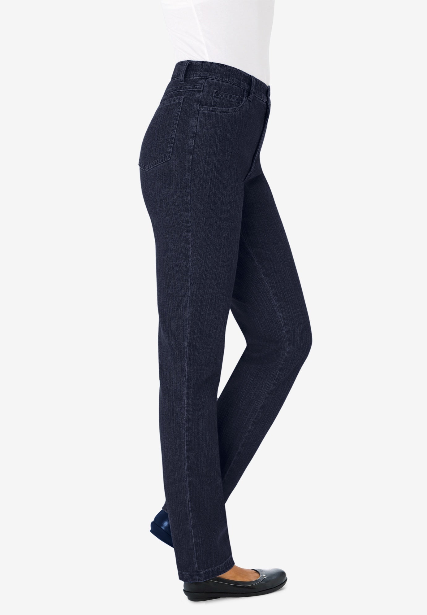 Stretch Built-in Slimming Panel Straight Leg Jeans image number 1