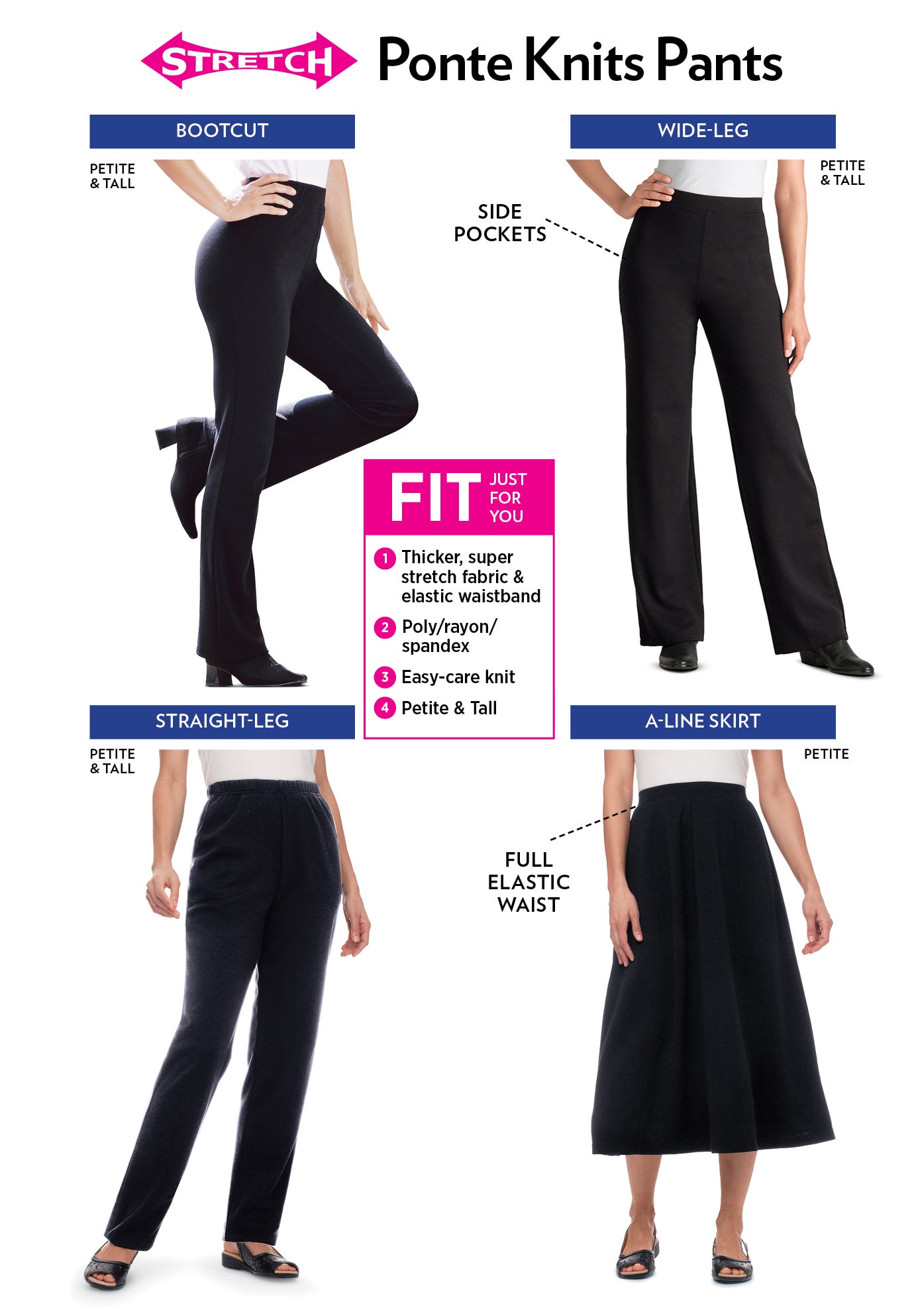 Straight-Leg Stretch Ponte-Knit Pull-On Pants image number 3