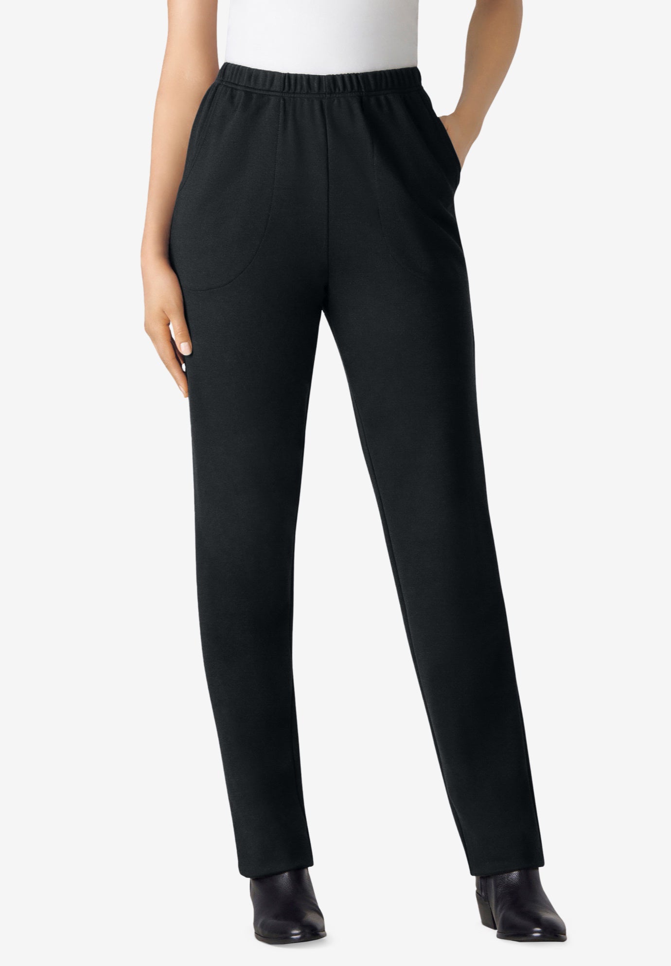 Straight-Leg Stretch Ponte-Knit Pull-On Pants image number 0