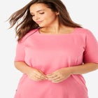 Perfect Elbow-Sleeve Square-Neck Tee image number null