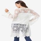 Plus Size Floral Lace Crochet Duster image number null