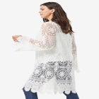 Plus Size Floral Lace Crochet Duster image number null