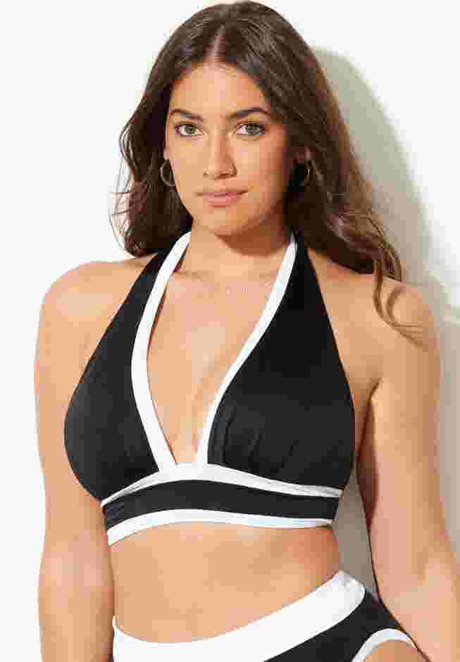 Bliss Colorblock Pleated Halter Bikini Top image number 2