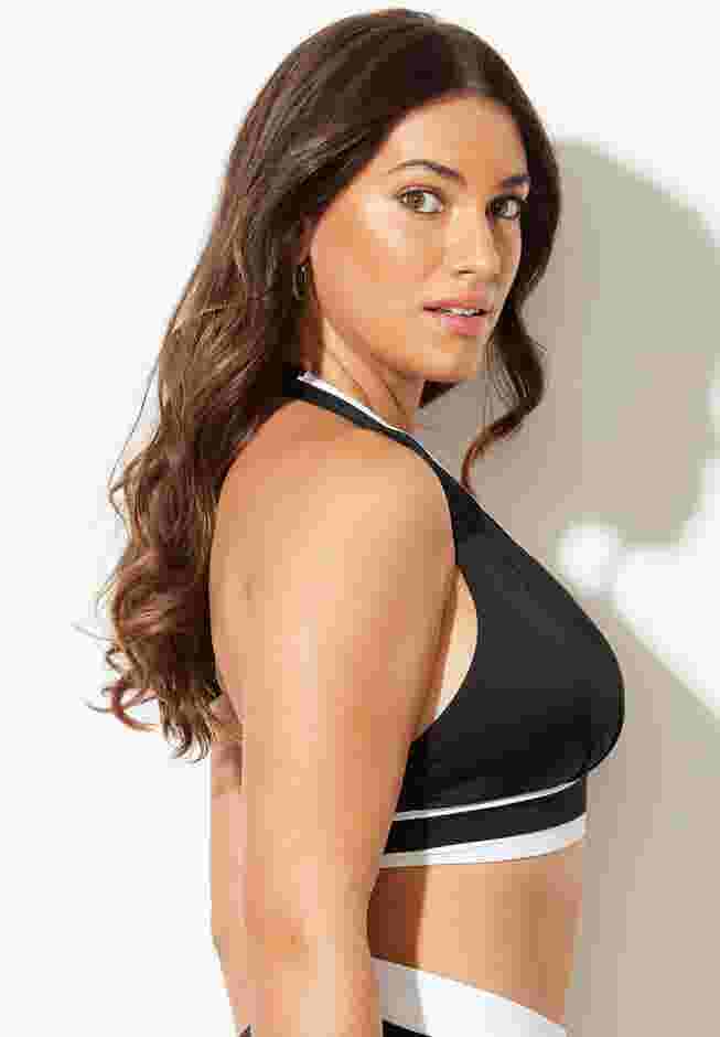 Bliss Colorblock Pleated Halter Bikini Top image number 3