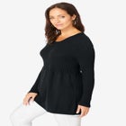 Ribbed Baby Doll Tunic Sweater image number null