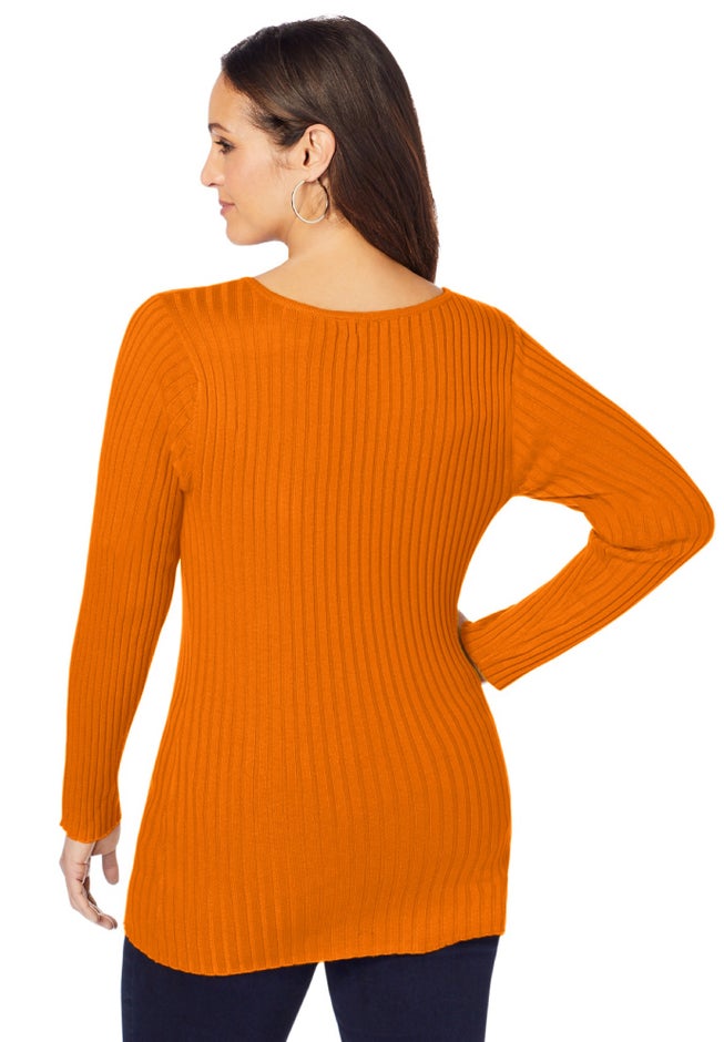 V-Neck Ribbed Sweater image number 1