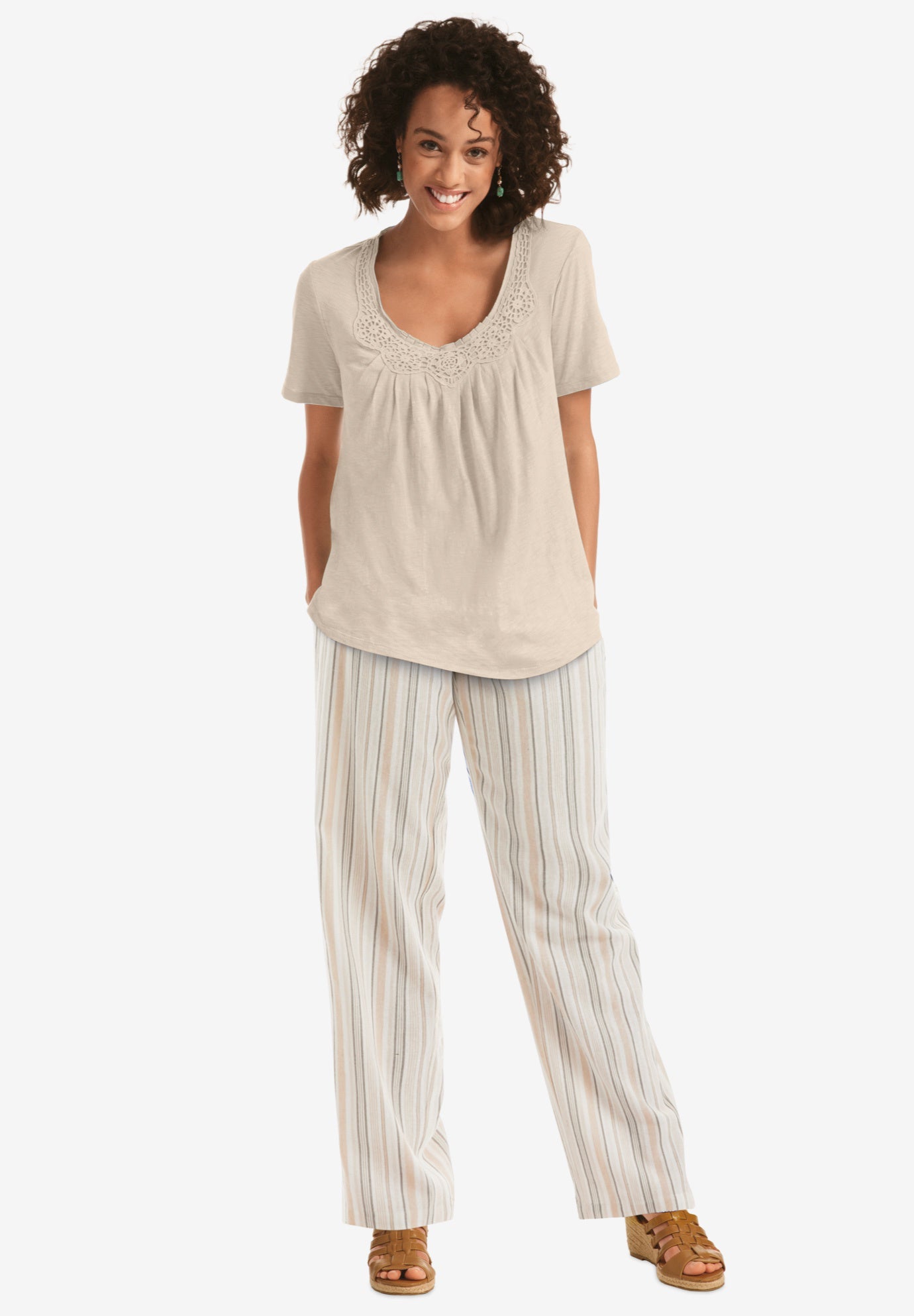 Straight Leg Linen Pant image number 2