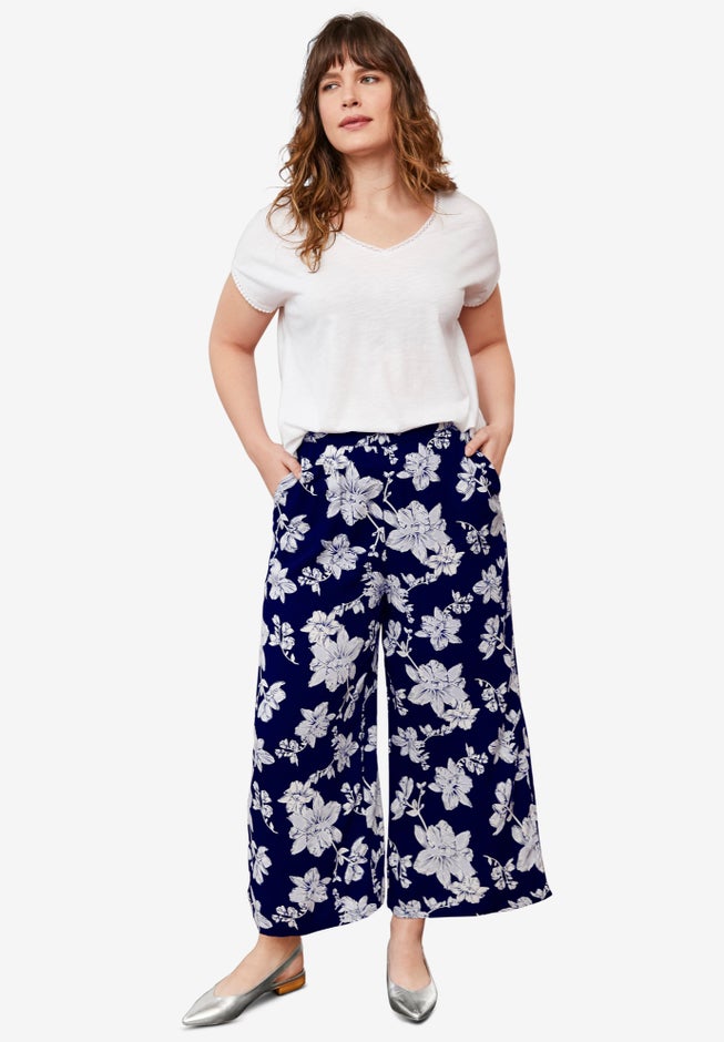 Wide-Leg Crop Pants image number 3