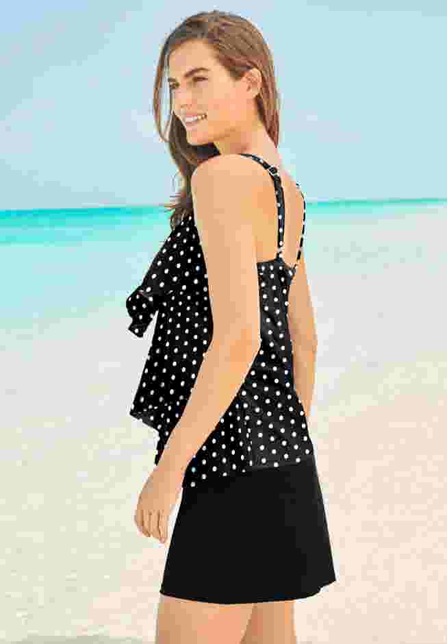 Longer-Length Tiered-Ruffle Tankini Top image number 2