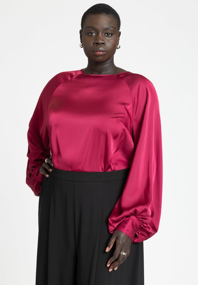 Poet Sleeve Blouse With Tie Back image number null
