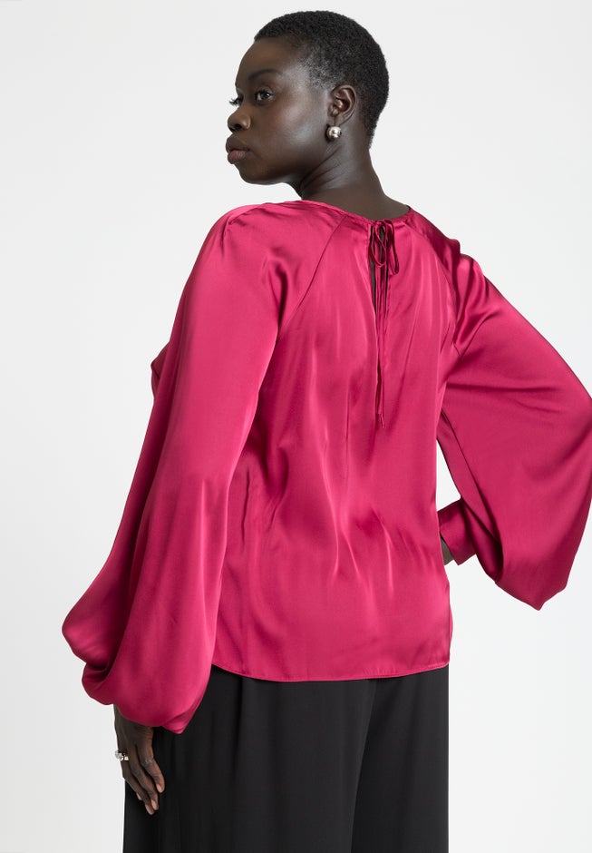 Poet Sleeve Blouse With Tie Back image number null