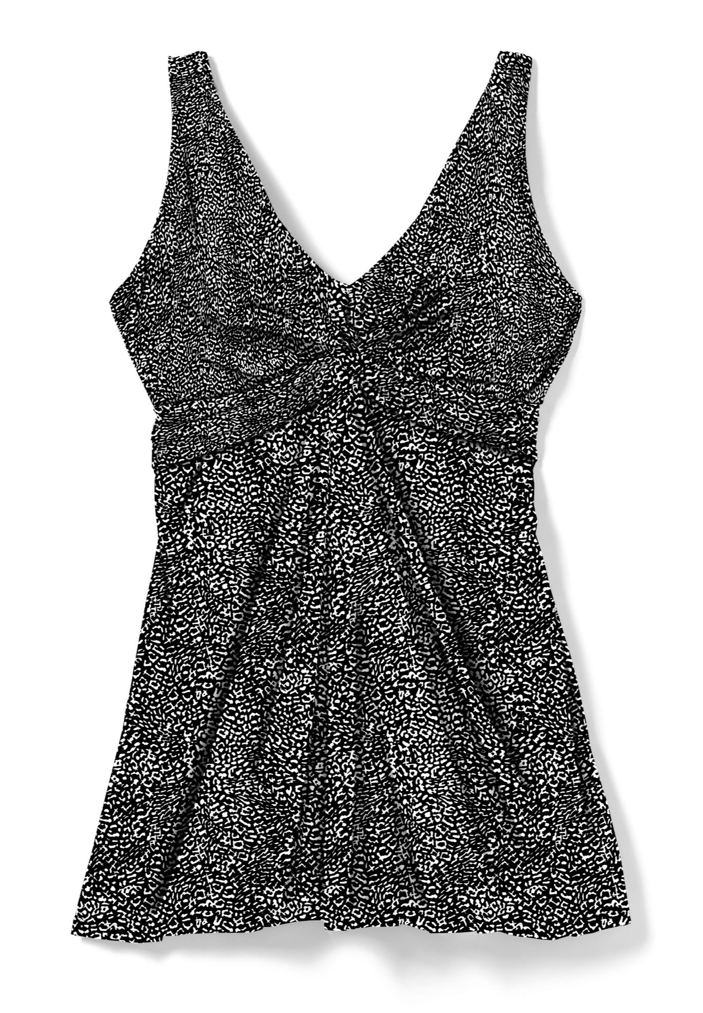 Twist-Front V-Neck Tummy Control A-Line Swim Dress image number 3