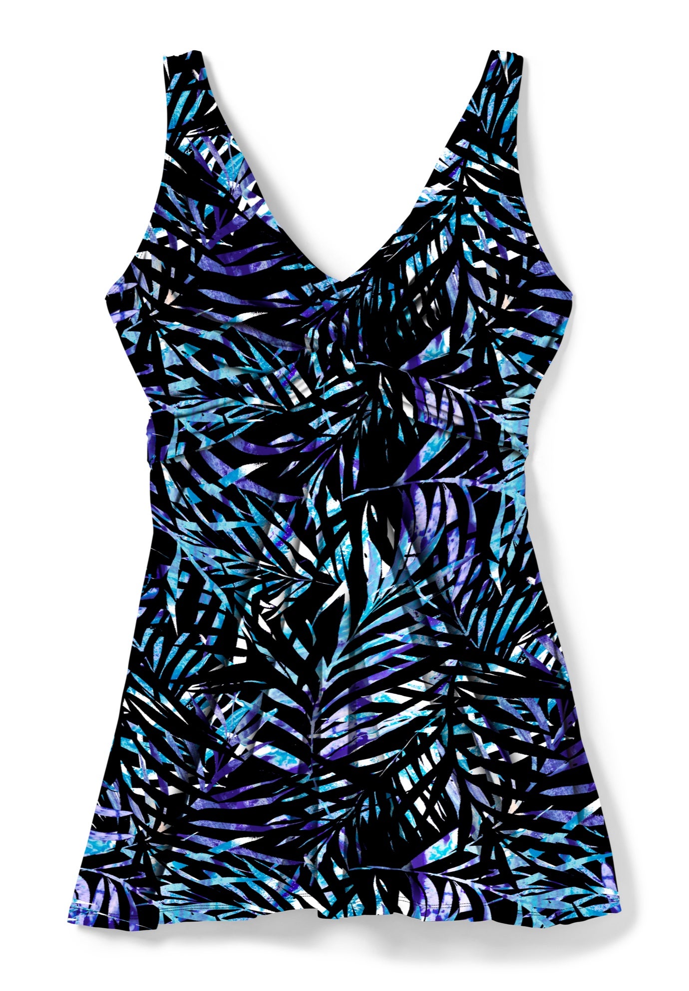Twist-Front V-Neck Tummy Control A-Line Swim Dress image number 3