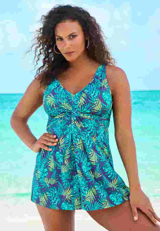 Twist-Front Swim Dress image number 0