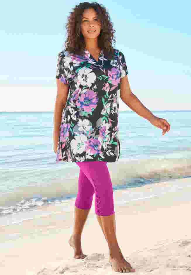 Longer Length Short-Sleeve Swim Tunic image number 1
