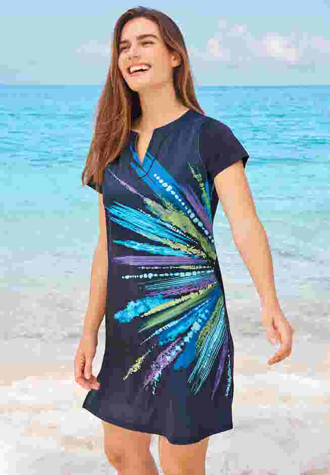 Longer Length Short-Sleeve Swim Tunic image number 1