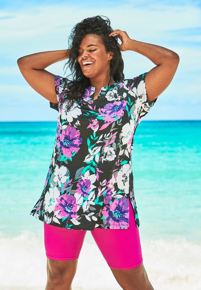 Longer Length Short-Sleeve Swim Tunic image number 0