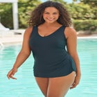 Sarong V-Neck Tummy Control One-Piece Swimsuit image number 2