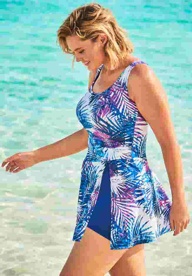 Side-Slit Swim Dress image number 2
