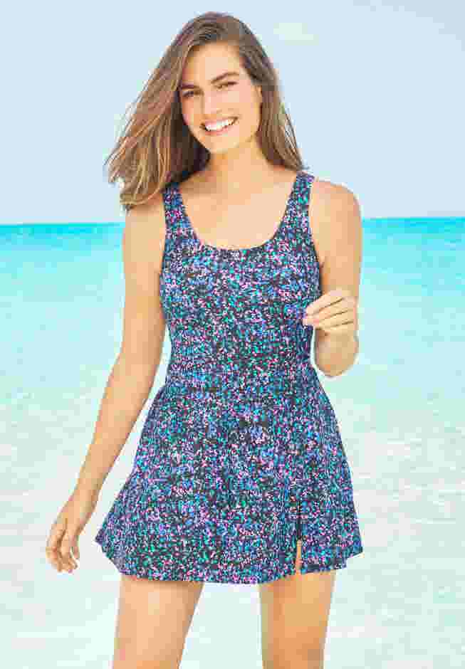 Side-Slit Swim Dress image number 0