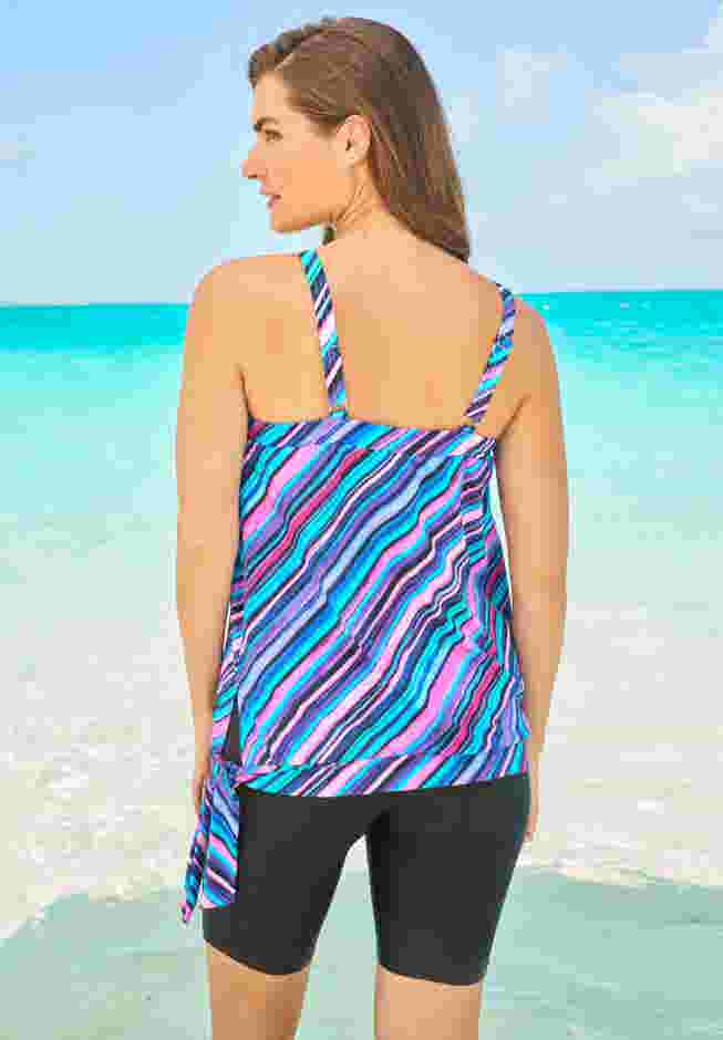 Blouson Tankini Top with Adjustable Straps image number 1